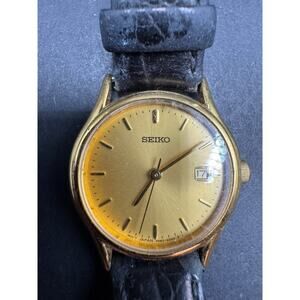 Ladies Seiko 7N82-6E80 Gold Tone Stainless Steel Quartz dress Wrist Watch 23mm